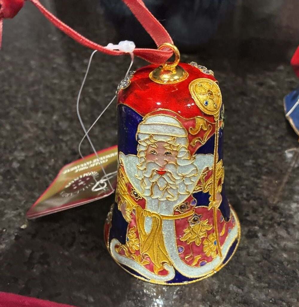 Dillard's Trimmings 2007 Santa Cloisonne Bell Ornament A533
